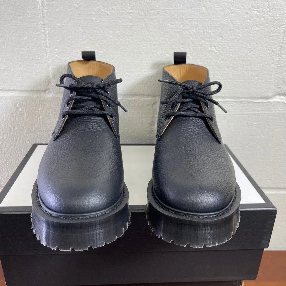 YMC x Solovair Black Pebble Leather Platform Chukka Boots Men's 44 EU/9.5 UK
